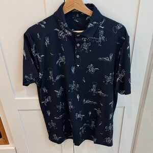 Bad Birdie Midnight Blue Polo with Cowboy/Western print